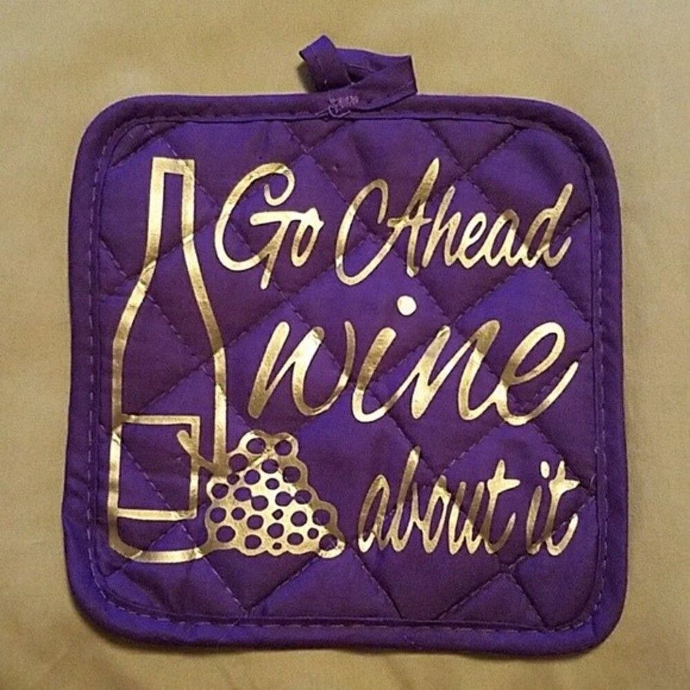 Wine Lover Kitchen Pot Holder new purple & gold